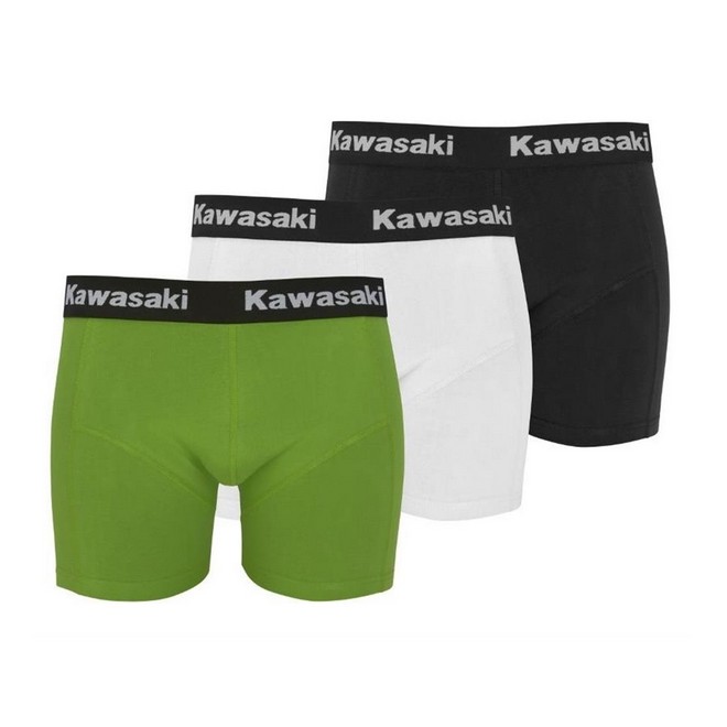 Lot de 3 boxers homme Kawasaki (vert, blanc et noir) | Moto Shop 35