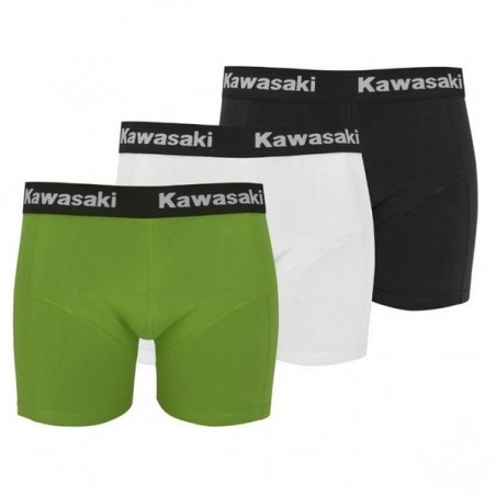 Lot de 3 boxers homme Kawasaki (vert, blanc et noir) | Moto Shop 35