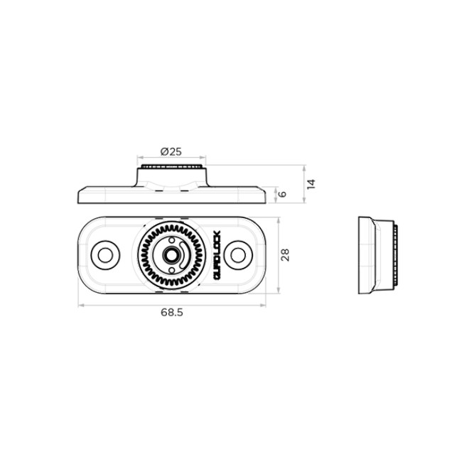 Rectangle plat 2 trous Quad Lock QLP-360-F2H | Moto Shop 35