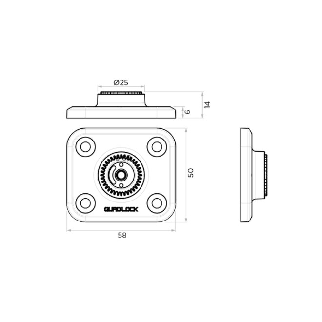 Rectangle plat 4 trous Quad Lock QLP-360-F4H | Moto Shop 35