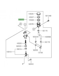 Maitre cylindre de frein arrière d'origine Kawasaki 430150754 | Moto Shop 35