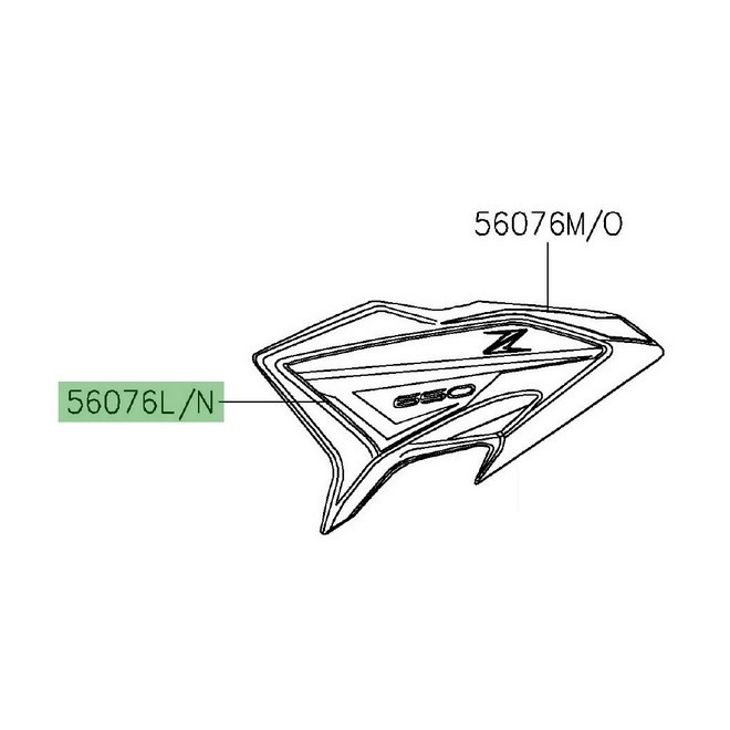 Autocollant décoratif écope de radiateur Kawasaki Z650 vert ou blanc (2022) | Moto Shop 35