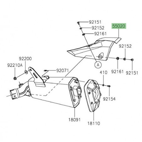 Pare-chaleur silencieux d'origine Kawasaki Ninja 1000SX (2020-2024) | Réf. 550202287