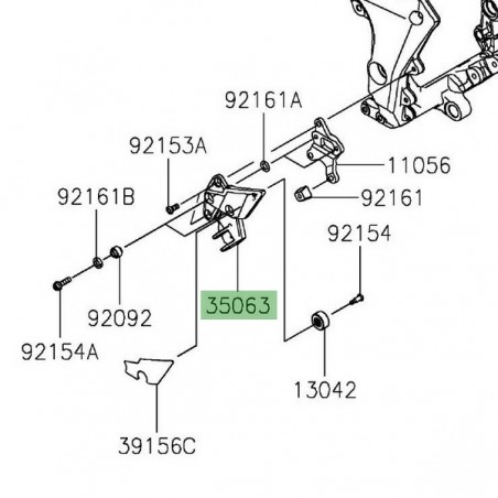 Platine repose-pieds avant gauche Kawasaki Ninja 1000SX (2020-2024) | Réf. 35063072618R