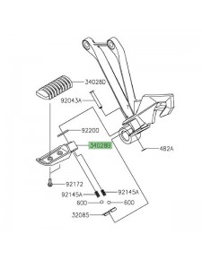 Repose-pied arrière gauche Kawasaki Ninja 1000SX (2020-2024) | Réf. 340280377