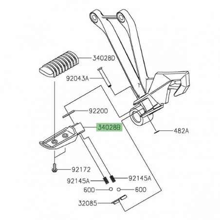 Repose-pied arrière gauche Kawasaki Ninja 1000SX (2020-2024) | Réf. 340280377