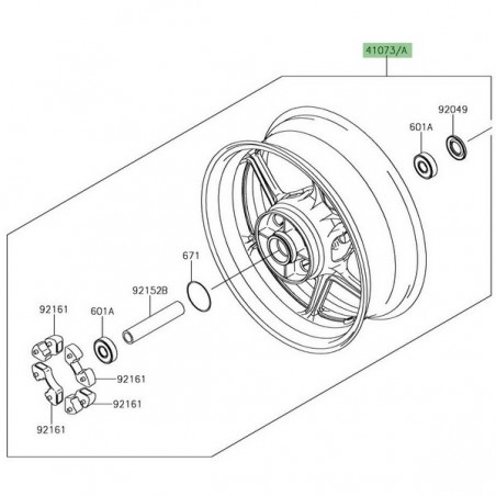 Jante arrière d'origine Kawasaki Ninja 1000SX (2020-2022) | Réf. 41073072518F