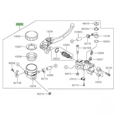 Maitre cylindre de frein avant d'origine Kawasaki 430150764 | Moto Shop 35
