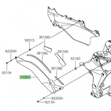 Habillage sous réservoir gauche Kawasaki Ninja 1000SX (2020-2024) | Réf. 140930529