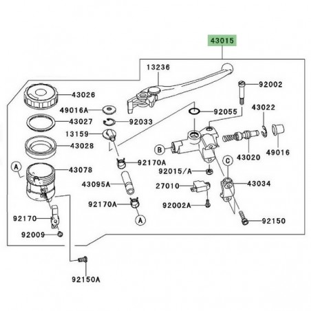 Maitre-cylindre de frein avant Kawasaki Z750 (2007-2012) | Réf. 430150105