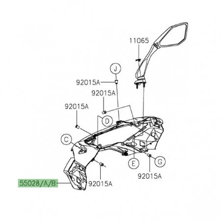 Tête de fourche peinte Kawasaki Ninja 1000SX (2020-2022) | Moto Shop 35