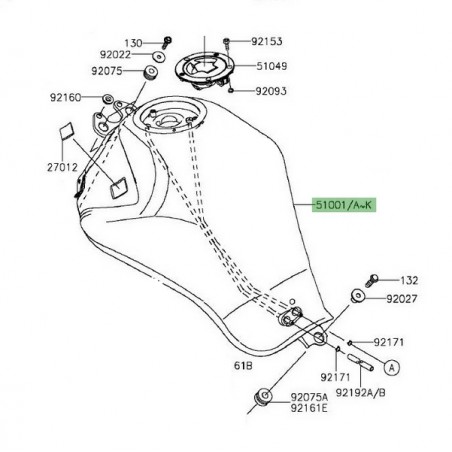 Réservoir à essence peint Kawasaki Er-6n (2012-2016) | Moto Shop 35