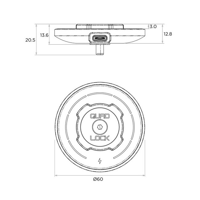 Tête support avec recharge sans fil Quad Lock Mag QLH-MAG-WCH | Moto Shop 35