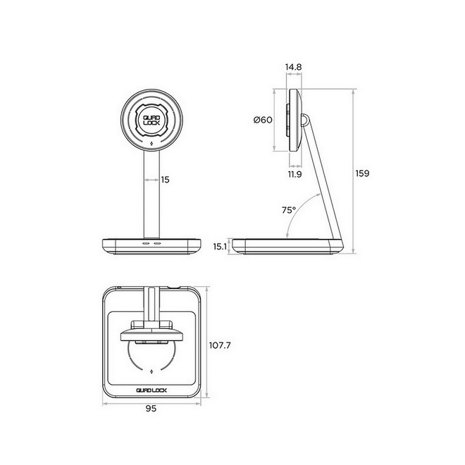 Chargeur de bureau sans fil double Quad Lock Mag QLM-2DWC | Moto Shop 35