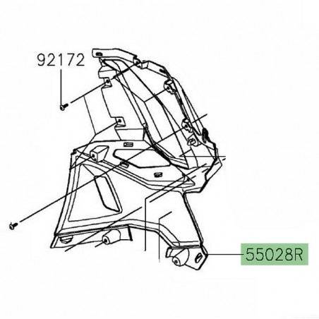 Flanc de carénage droit brute Kawasaki Ninja 1000SX (2020-2024) | Réf. 550280741