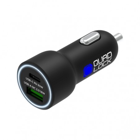 Chargeur allume-cigare double USB (A + C) Quad Lock | Réf. QLA-DCC-2