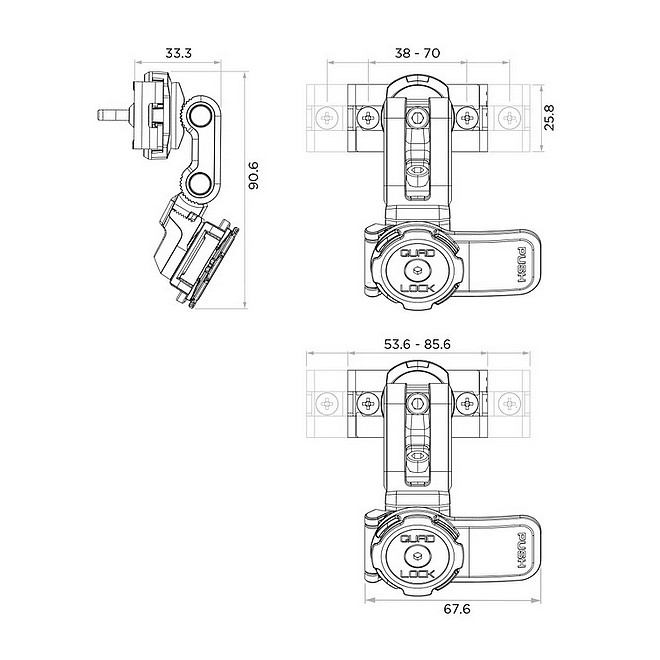 Support bocal frein ou embrayage Quad Lock QLM-BRS | Moto Shop 35