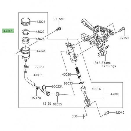 Maitre-cylindre de frein arrière Kawasaki 430150650 | Moto Shop 35