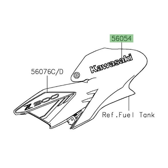 Autocollant "Kawasaki" 3D habillage de réservoir Kawasaki Z900 (2023-2024) | Réf. 560541356 - 560541876