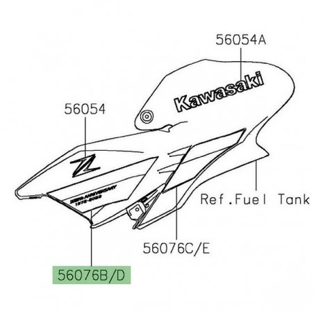 Autocollant "50th anniversary" écope de réservoir Kawasaki Z900 (2022) | Réf. 560764047 - 560764073