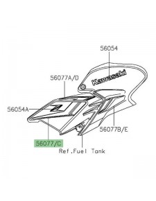 Autocollant décoratif avant habillage de réservoir Kawasaki Z900 (2024) | Réf. 560770724 - 560770727