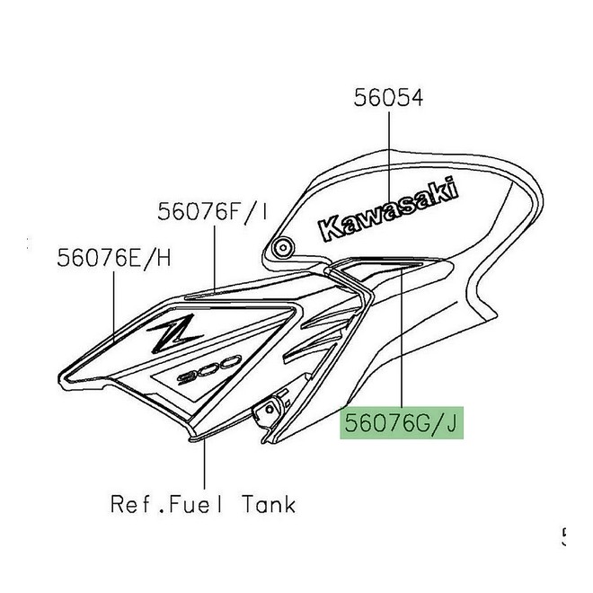 Autocollant décoratif arrière habillage de réservoir Kawasaki Z900 (2022) | Moto Shop 35