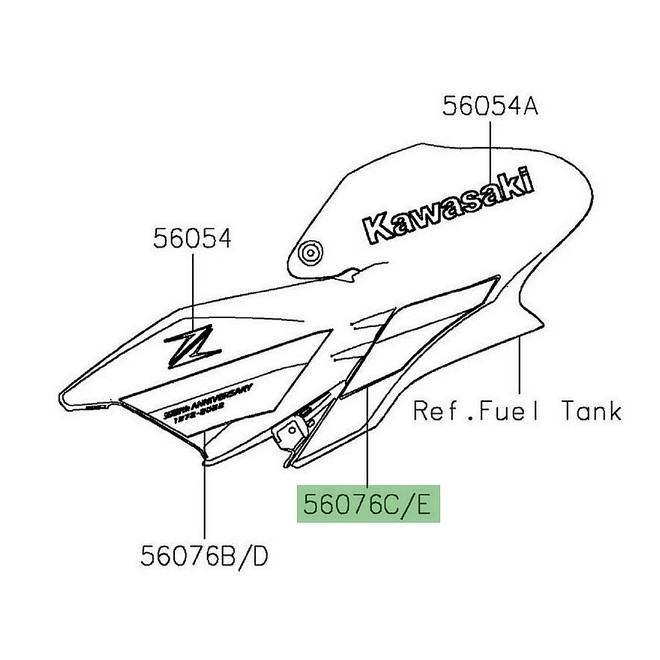Autocollant décoratif arrière habillage de réservoir Kawasaki Z900 (2022) | Moto Shop 35