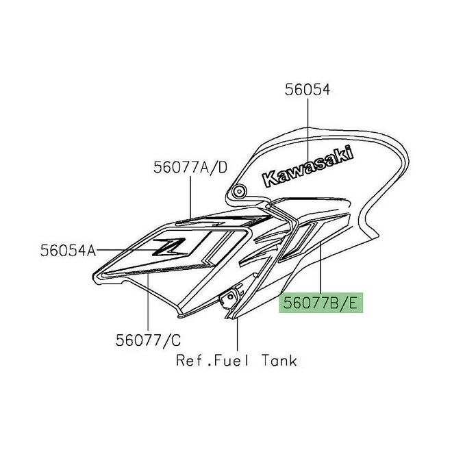 Autocollant décoratif arrière habillage de réservoir Kawasaki Z900 (2024) | Moto Shop 35