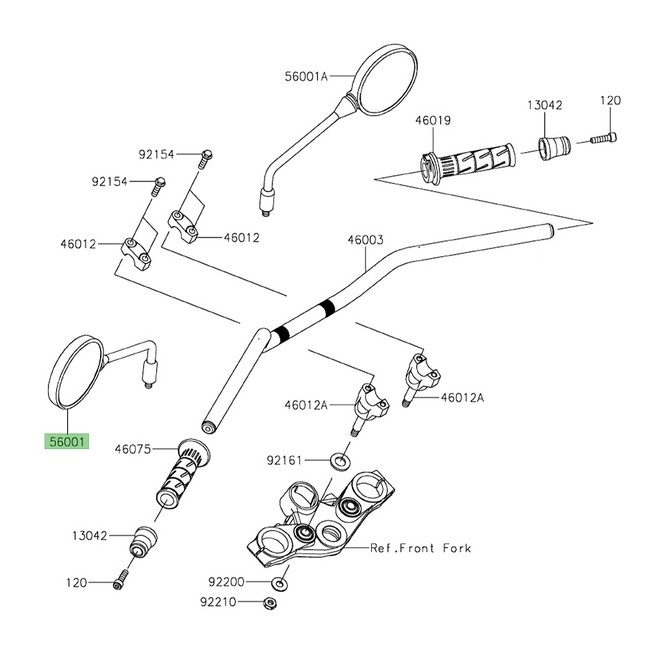 Rétroviseur gauche Kawasaki Z650RS (2022-2026) | Réf. 560010445