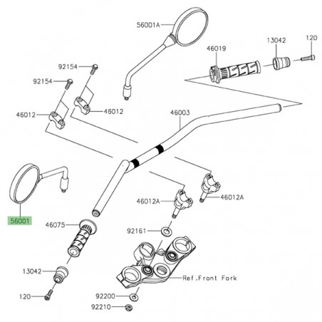 Rétroviseur gauche Kawasaki Z650RS (2022-2026) | Réf. 560010445
