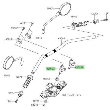 Pontet de guidon Kawasaki Z650RS (2022-2024) | Réf. 46012041918R