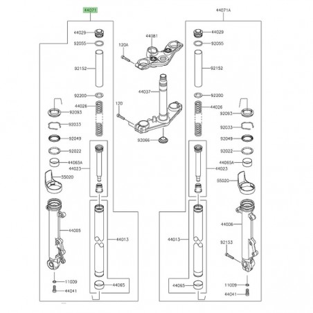 Bras de fourche gauche Kawasaki Z650RS (2022-2024) | Réf. 44071149932A
