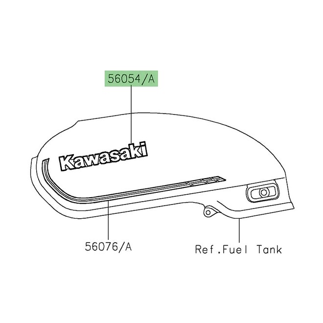 Autocollants "Kawasaki" 3D réservoir d'essence Kawasaki Z650RS (2022-2023) | Réf. 560542888 - 560542889