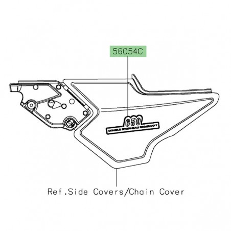 Autocollant "650" habillage sous selle Kawasaki Z650RS 50ième anniversaire (2022) | Réf. 560543805