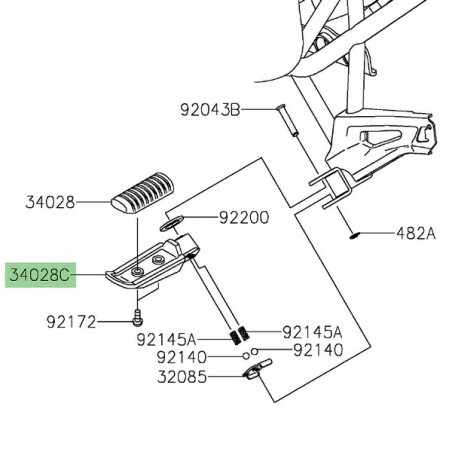 Repose-pieds arrière gauche Kawasaki Versys 650 (2022-2024) | Réf. 340280377