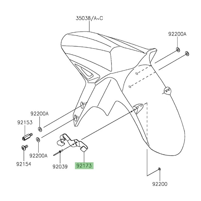 Patte fixation durites de frein garde-boue avant Kawasaki Versys 650 (2015-2024) | Moto Shop 35