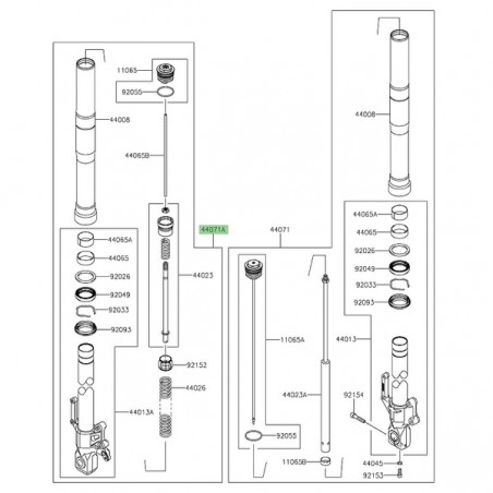 Bras de fourche gauche Kawasaki Versys 650 (2022-2024) | Réf. 44071157048M
