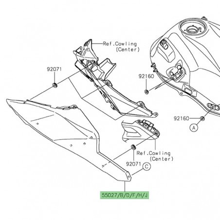 Flanc de réservoir gauche Kawasaki Versys 650 (2022-2024) | Moto Shop 35
