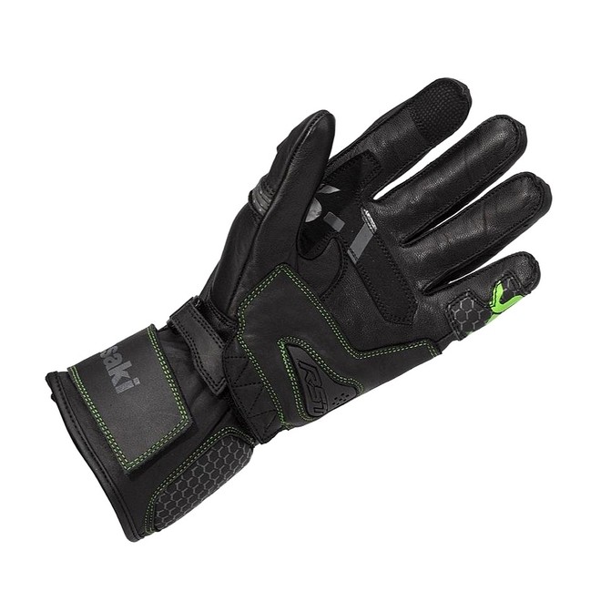 Gants racing cuir noir/vert Kawasaki Milan | Moto Shop 35