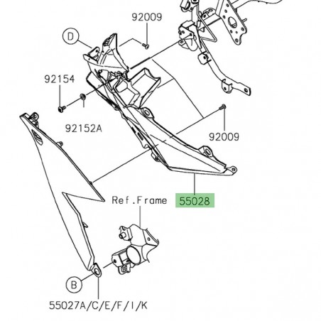 Intérieur flanc de carénage gauche Kawasaki Versys 650 (2022-2024) | Réf. 550280813