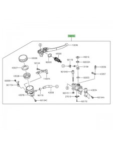 Maitre-cylindre de frein avant Kawasaki 430150747 | Moto Shop 35