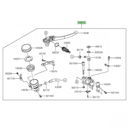 Maitre-cylindre de frein avant Kawasaki 430150747 | Moto Shop 35