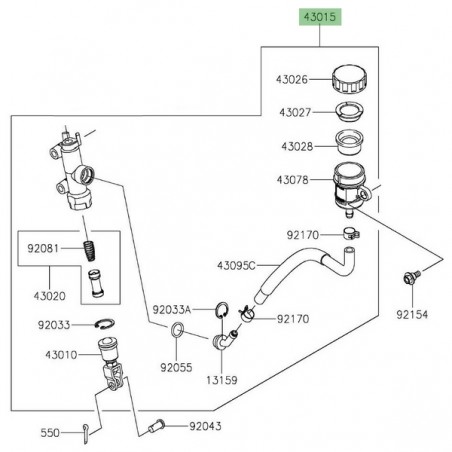 Maitre cylindre de frein arrière Kawasaki 430150572 | Moto Shop 35