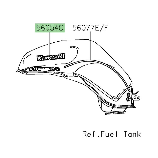 Autocollant "Kawasaki" réservoir Kawasaki Ninja 1000SX 40ième anniversaire (2024) | Réf. 560544100