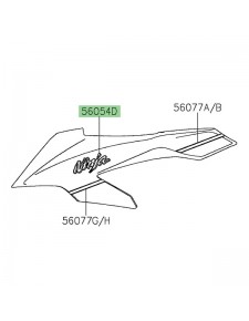 Autocollant "Ninja" flanc de tête de fourche Kawasaki Ninja 1000SX 40ième anniversaire (2024) | Réf. 560544101