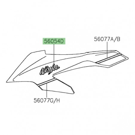 Autocollant "Ninja" flanc de tête de fourche Kawasaki Ninja 1000SX 40ième anniversaire (2024) | Réf. 560544101