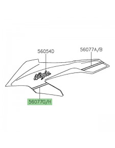 Liseré avant flanc de tête de fourche Kawasaki Ninja 1000SX 40ième anniversaire (2024) | Réf. 560771804 - 560771805