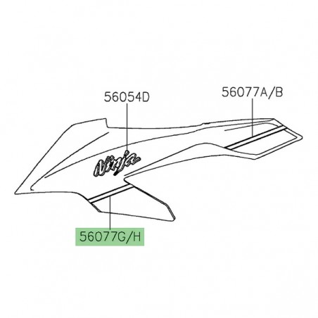 Liseré avant flanc de tête de fourche Kawasaki Ninja 1000SX 40ième anniversaire (2024) | Réf. 560771804 - 560771805