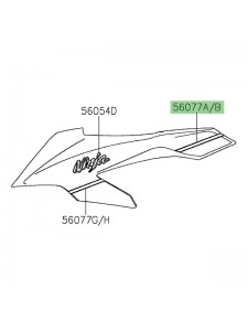 Liseré arrière flanc de tête de fourche Kawasaki Ninja 1000SX 40ième anniversaire (2024) | Réf. 560771247 - 560771249