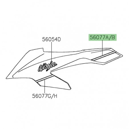 Liseré arrière flanc de tête de fourche Kawasaki Ninja 1000SX 40ième anniversaire (2024) | Réf. 560771247 - 560771249